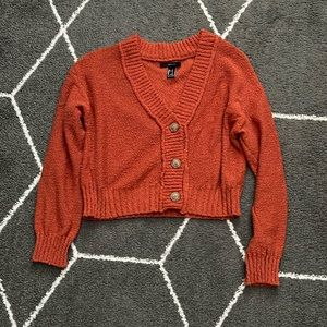 NWOT Red-orange cropped sweater cardigan with buttons